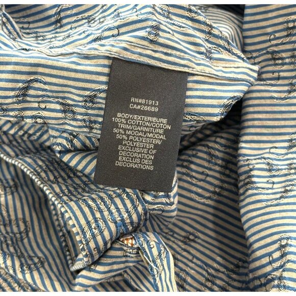 Robert Graham Button Down Shirt Blue Gray Striped Paisley Contrast Cuffs Size M - Picture 8 of 10